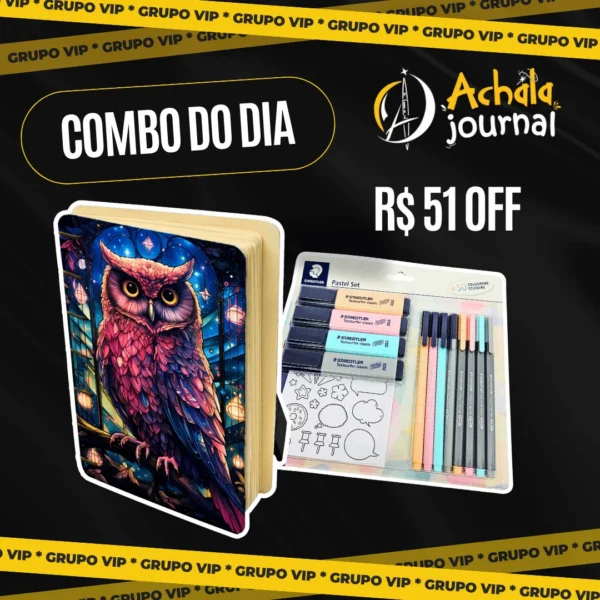 Combo Sketchbook Copta Encanto Noturno 90g + Kit Staedtler