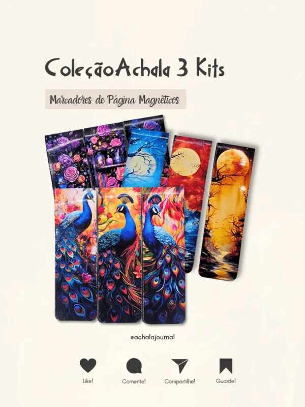 Coleção Achala Marcadores de Páginas Magnéticos - 3 Kits