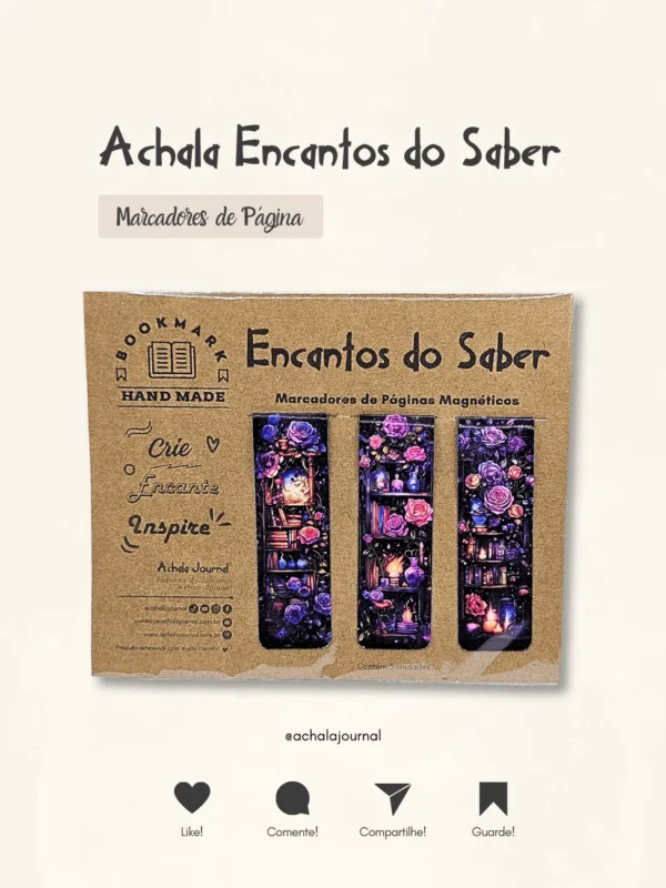 Achala 3 Marcadores de Páginas Magnéticos Encantos do Saber