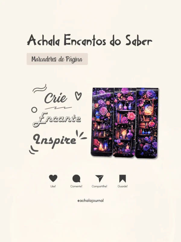 Achala 3 Marcadores de Páginas Magnéticos Encantos do Saber