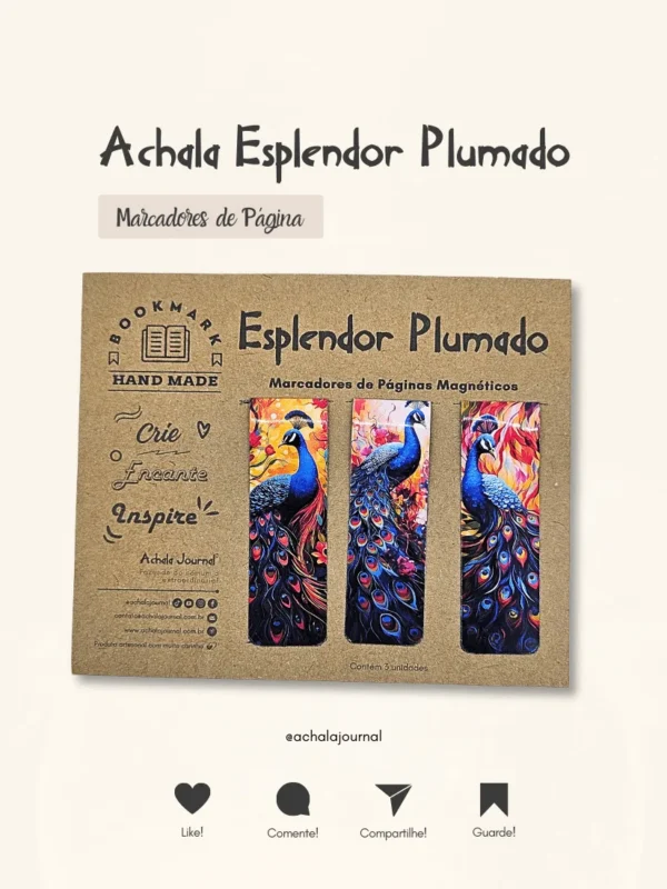 Achala 3 Marcadores de Páginas Magnéticos Esplendor Plumado