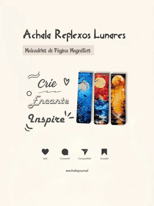 Achala 3 Marcadores de Páginas Magnéticos Reflexos Lunares