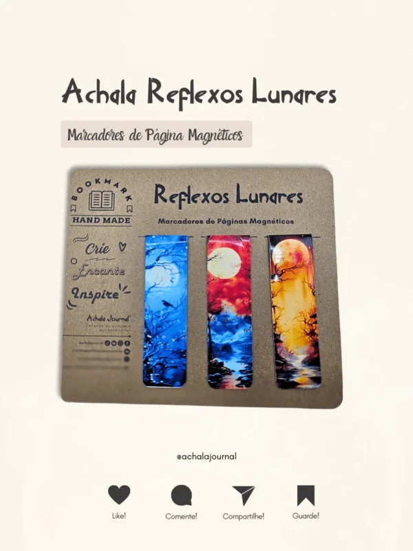 Achala 3 Marcadores de Páginas Magnéticos Reflexos Lunares
