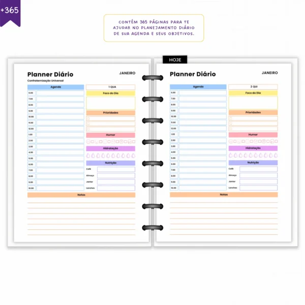 Agenda Planner Diário 2025 Noite em Flores | Anual Datado - Papelaria Achala