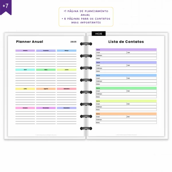 Agenda Planner Diário 2025 Noite em Flores | Anual Datado - Papelaria Achala