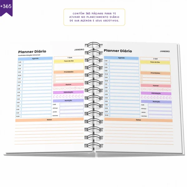 Agenda Planner Diário 2025 Chevron Vibes | Anual Datado - Papelaria Achala