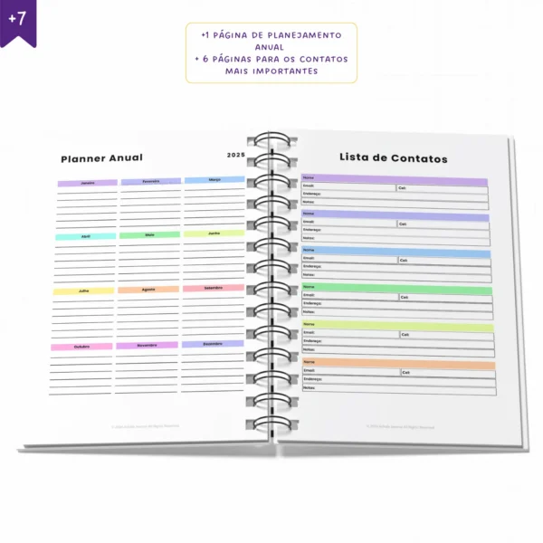 Agenda Planner Diário 2025 Chevron Vibes | Anual Datado - Papelaria Achala