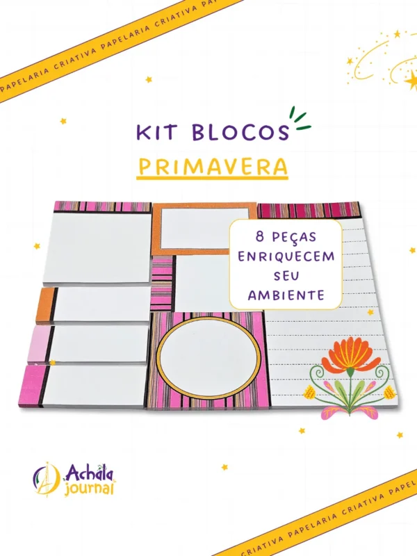 Bloco de Anotações Primavera - Kit post-it