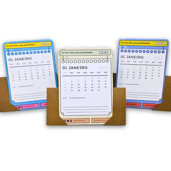 Mini Calendário de Mesa 2025 Pixel | Personalizado e Prático