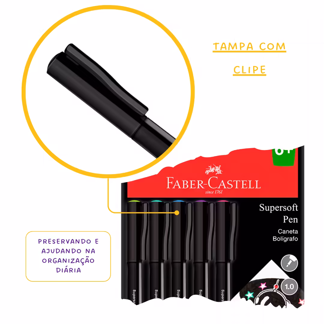 Caneta SuperSoft Pen 1.0mm Kit 5 cores Faber-Castell