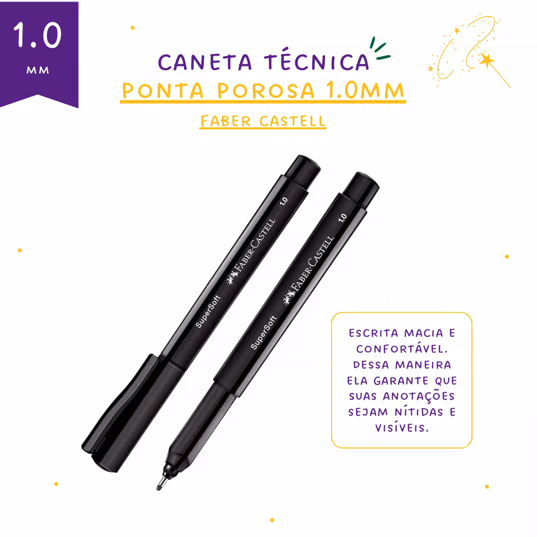 Caneta SuperSoft Pen 1.0mm - Faber Castell Ponta Média