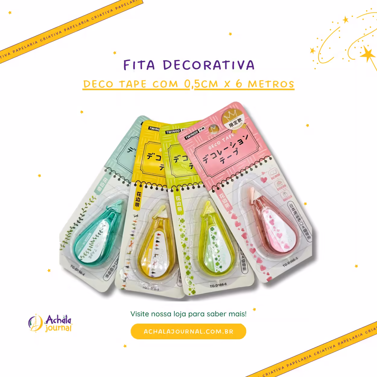 Fita Decorativa Adesiva Twingo Estampadas - Fita Adesiva Papelaria