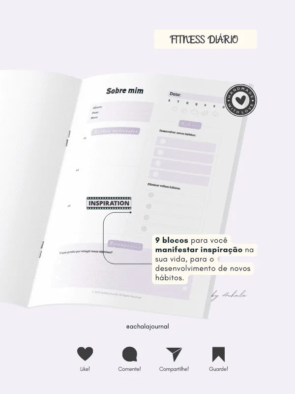 Achala Planner Fitness Diário - Insert