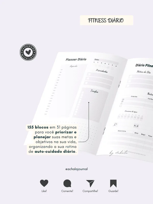 Achala Planner Fitness Diário - Insert