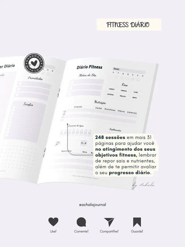 Achala Planner Fitness Diário - Insert