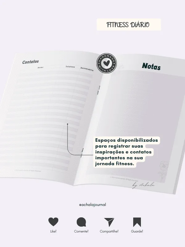 Achala Planner Fitness Diário - Insert