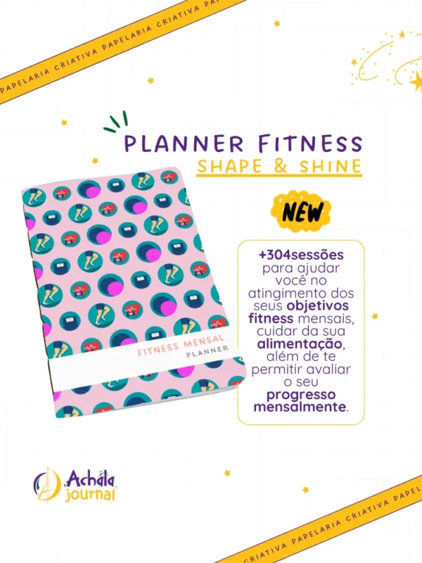 Kit Achala Planner Fitness Shape & Shine - 3 Inserts por 2 Miolo Colorido
