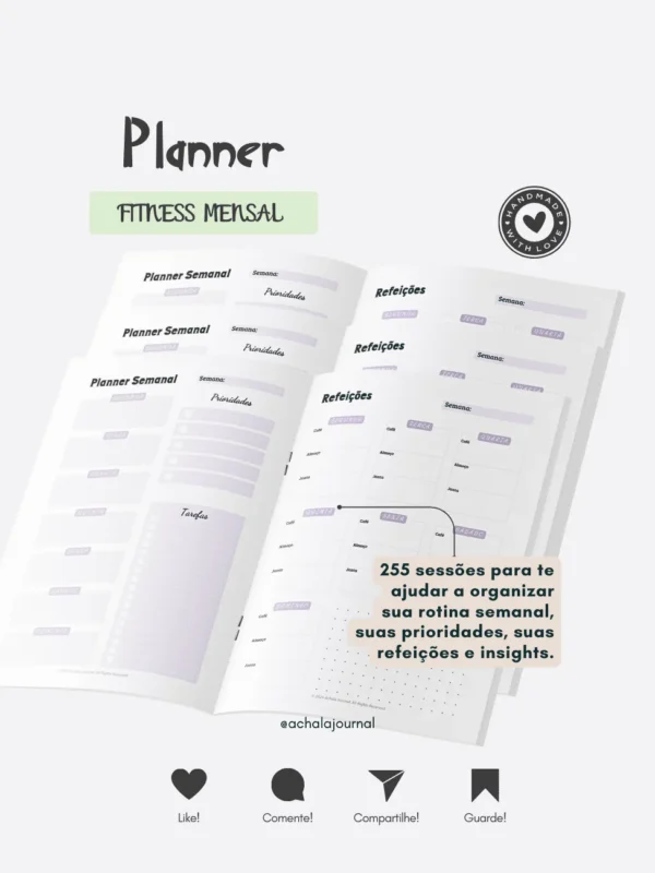 Kit Achala Planner Fitness - 3 Inserts por 2