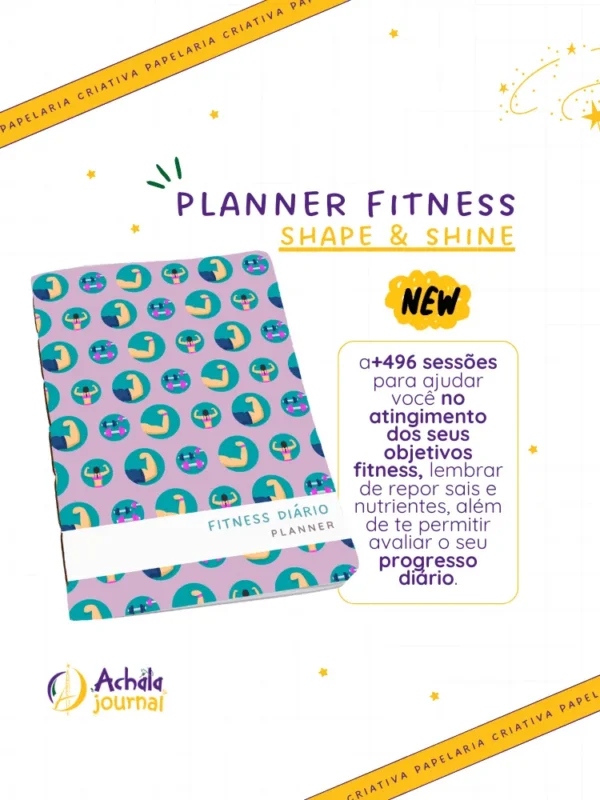 Kit Achala Planner Fitness Shape & Shine - 3 Inserts por 2 Miolo Colorido
