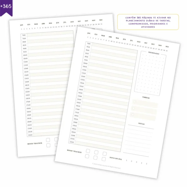 Refil Planner Não Datado Permanente Journey Diário para 1 ano Refil 8 furos 90g 1 - Agendas Achala Journal