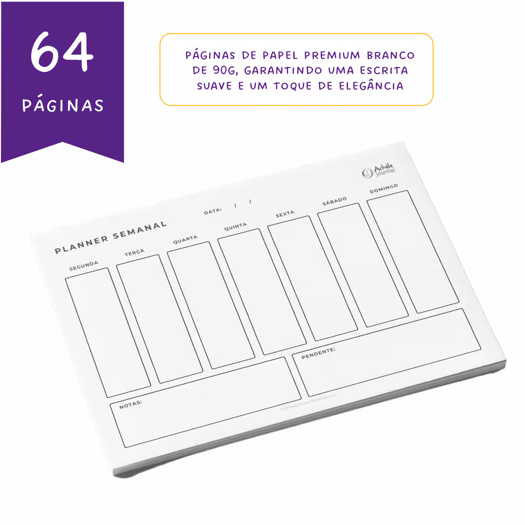 Planner Semanal de Mesa Minimalista Achala Permanente