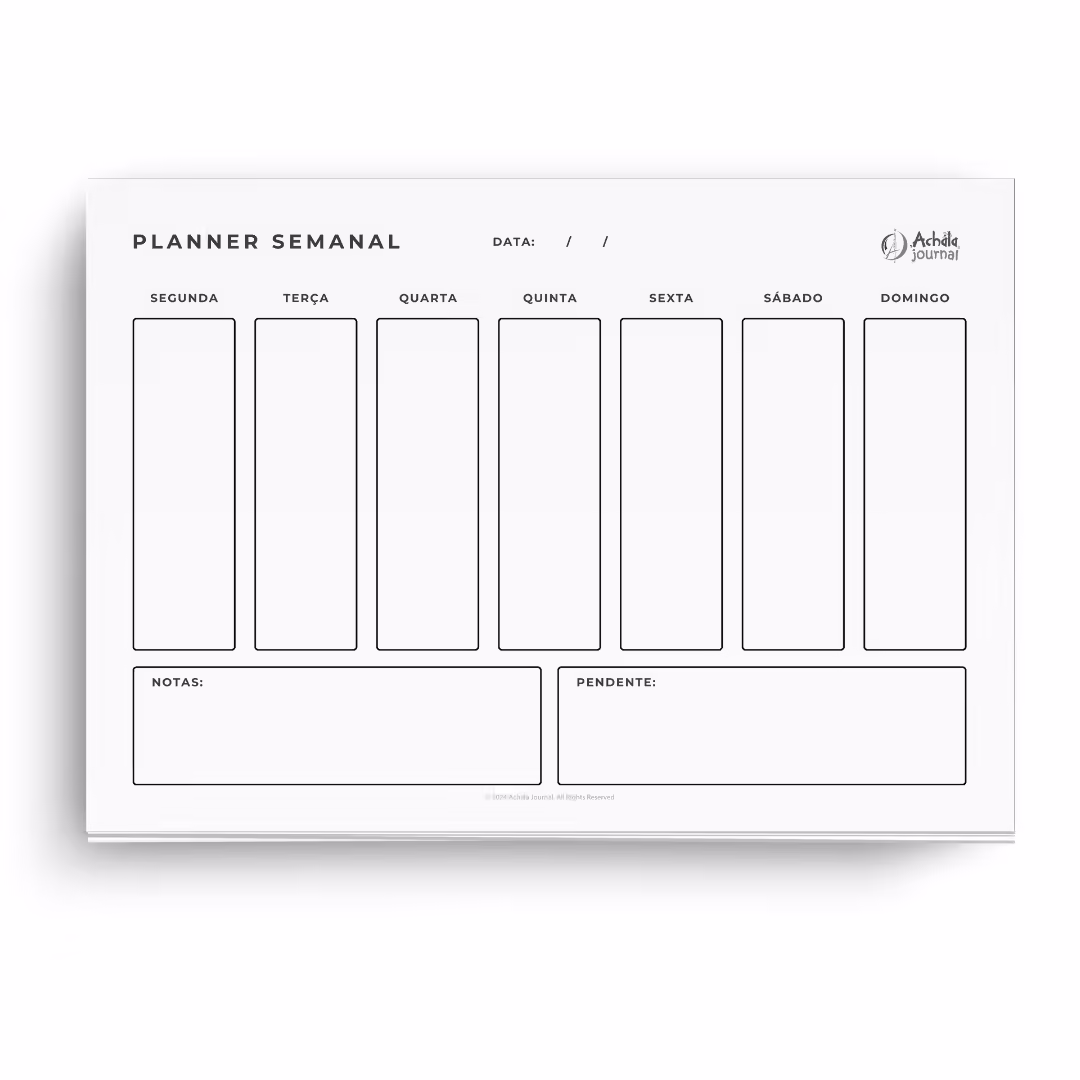 Planner Semanal de Mesa Minimalista Achala Permanente