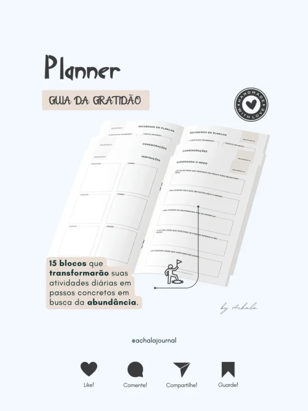 Achala Planner Guia da Gratidão - Insert Mensal