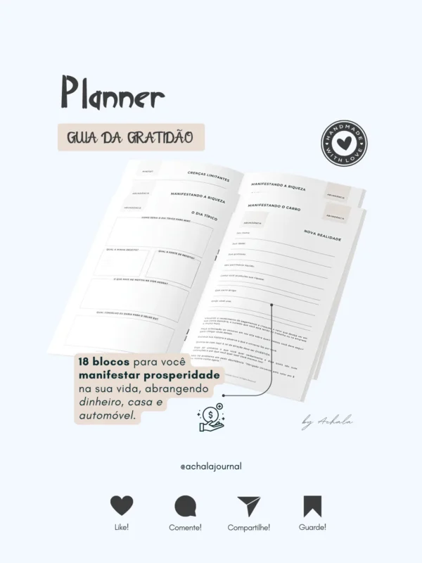 Achala Planner Guia da Gratidão - Insert Mensal