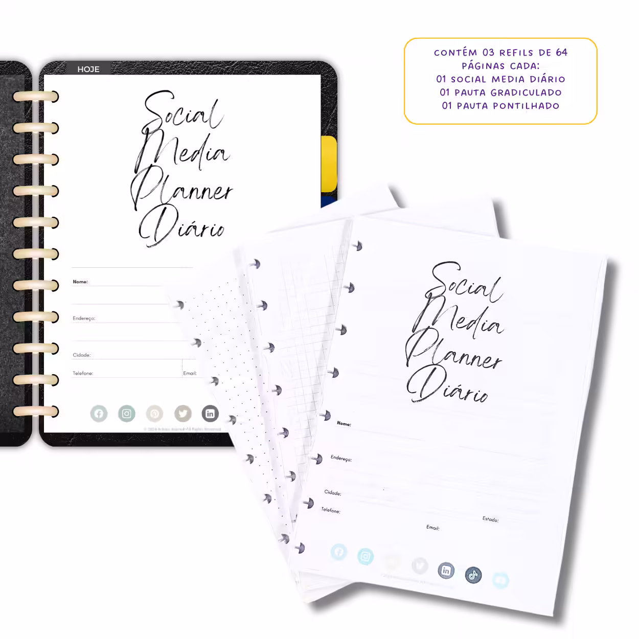 Planner Modular Meu Social Media Kit Diário: Produto para Personalizar sua Rotina de Conteúdo
