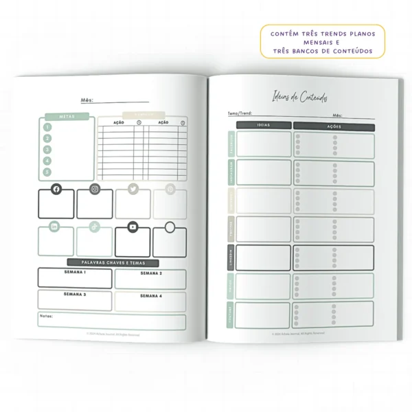 Planner Meu Social Media Trimestral Mosaico- Insert Modular