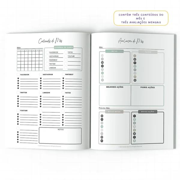 Planner Meu Social Media Trimestral Mosaico- Insert Modular