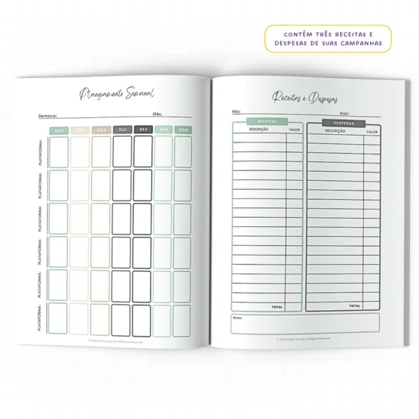 Planner Meu Social Media Trimestral Mosaico- Insert Modular