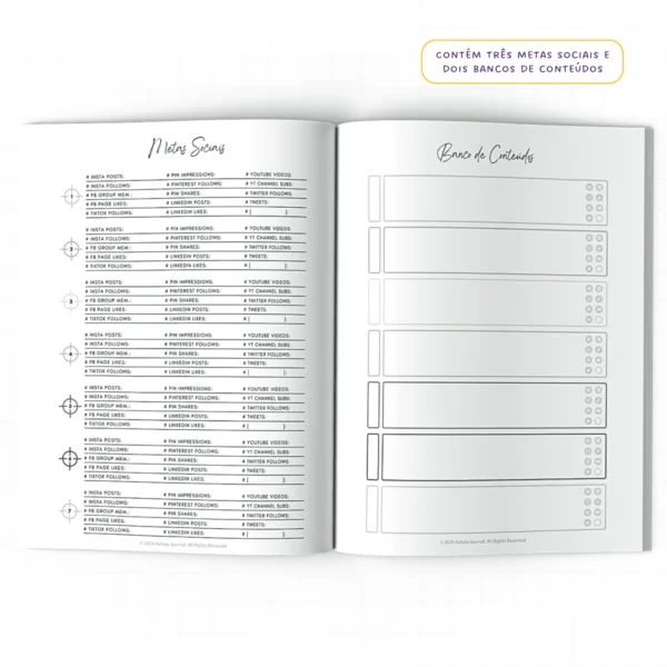 Planner Meu Social Media Trimestral Mosaico- Insert Modular