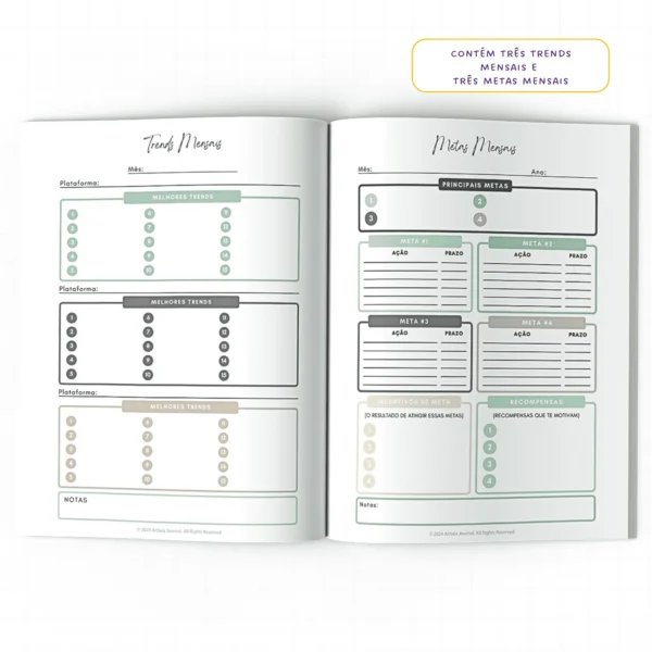 Planner Meu Social Media Trimestral Mosaico- Insert Modular