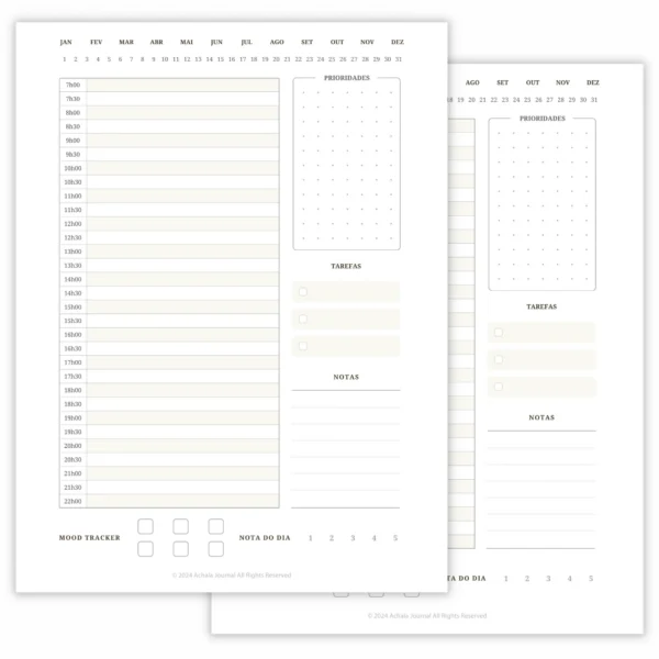 Refil Planner Não Datado Permanente Journey Diário para 1 ano Refil 8 furos 90g 1 - Agendas Achala Journal