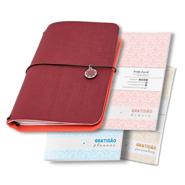 Planner Modular Gratidão Charme Escarlate - Kit Achala - Tipo Midori