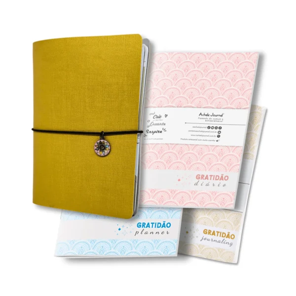 Planner Modular Gratidão Charme Ouro - Kit Achala - Tipo Midori