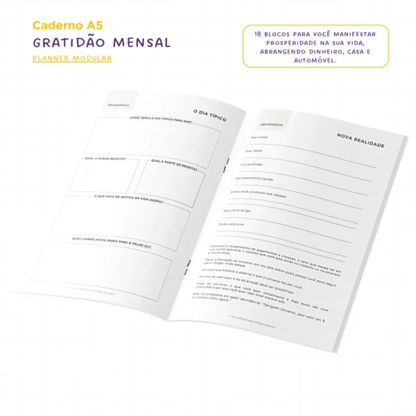 Planner Modular Gratidão - Kit Achala Charme Cosmos - Tipo Midori