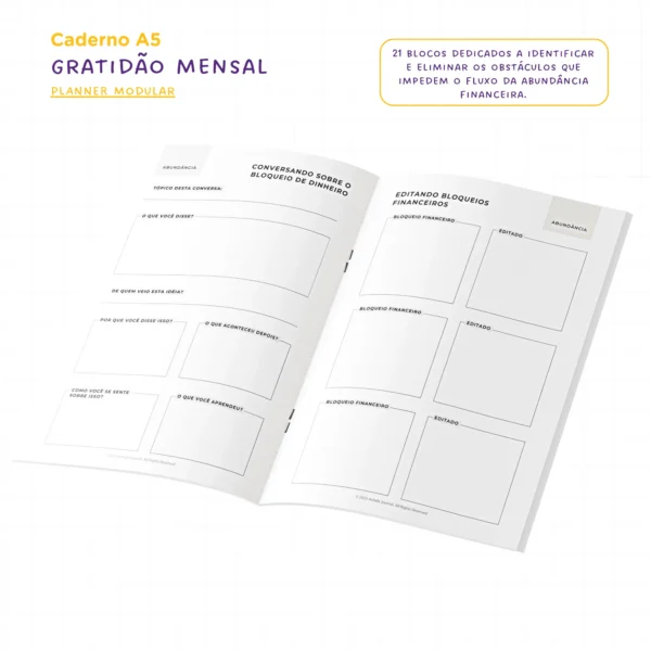 Planner Modular Gratidão - Kit Achala Charme Cosmos - Tipo Midori