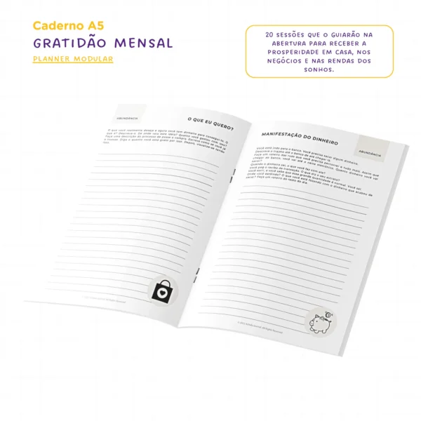 Planner Modular Gratidão - Kit Achala Charme Cosmos - Tipo Midori