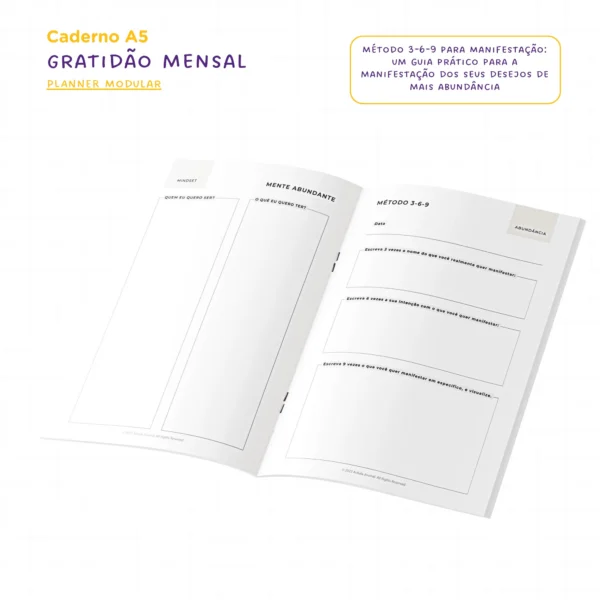 Planner Modular Gratidão - Kit Achala Charme Cosmos - Tipo Midori