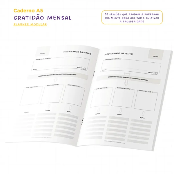 Planner Modular Gratidão - Kit Achala Charme Cosmos - Tipo Midori