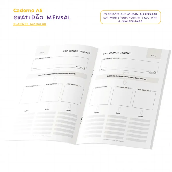 Planner Modular Gratidão - Kit Achala Charme Cosmos - Tipo Midori