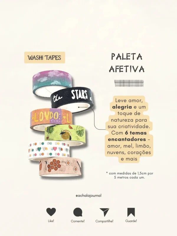 Washi Tape Paleta Afetiva - Kit com 6