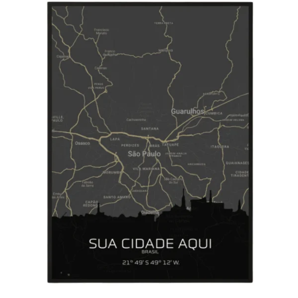 Quadro Horizontes da Sua Cidade - Personalizado A3 Vertical