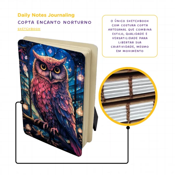 Combo Sketchbook Copta Encanto Noturno 90g + Kit Staedtler
