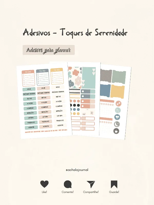 Achala Kit Adesivos para Planner - Toques de Serenidade