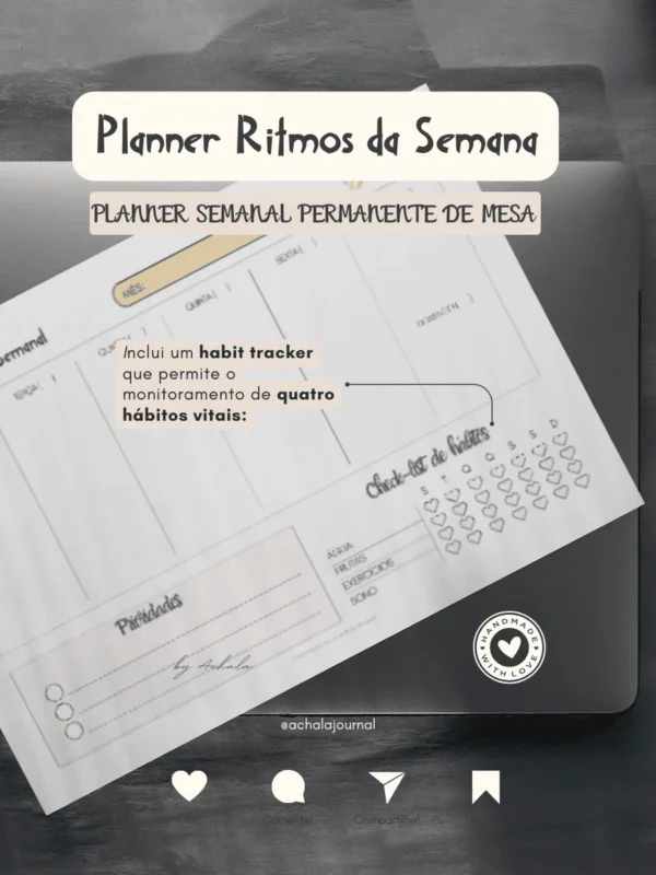 Achala Planner Semanal Ritmos da Semana - Permanente de Mesa