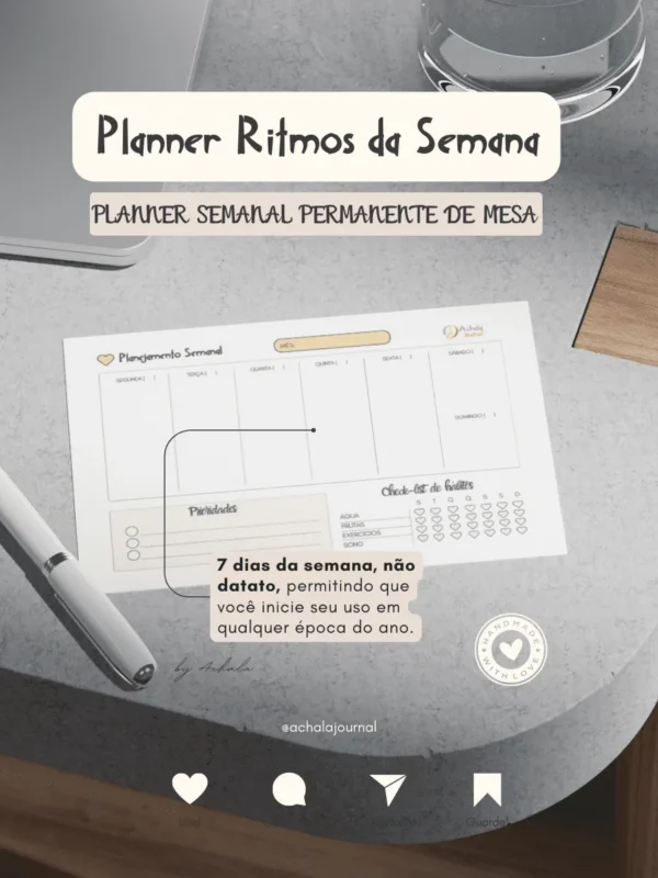 Achala Planner Semanal Ritmos da Semana - Permanente de Mesa